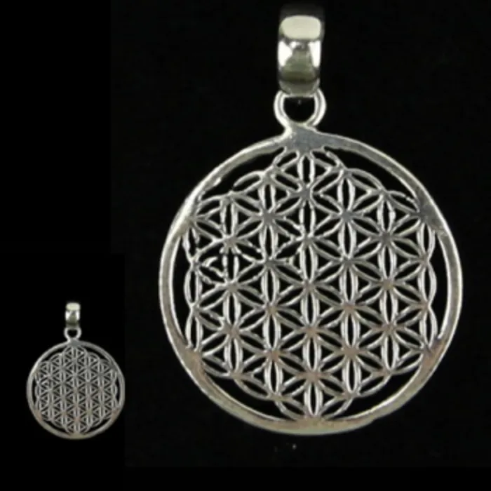 Flower of life hanger messing zilverkleurig