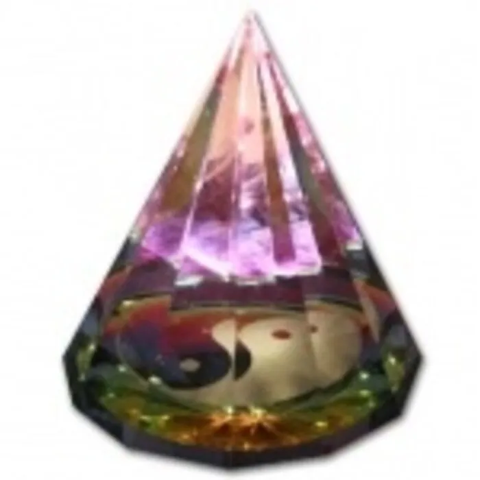 Prisma met yin yang symbool 5 cm