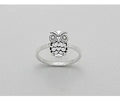 Zilveren ring met uil
