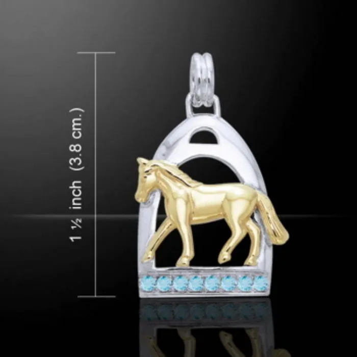 Paard in stijgbeugel zilver en Goud hanger