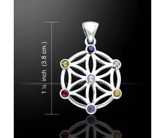 Flower Of Life chakra hanger zilver