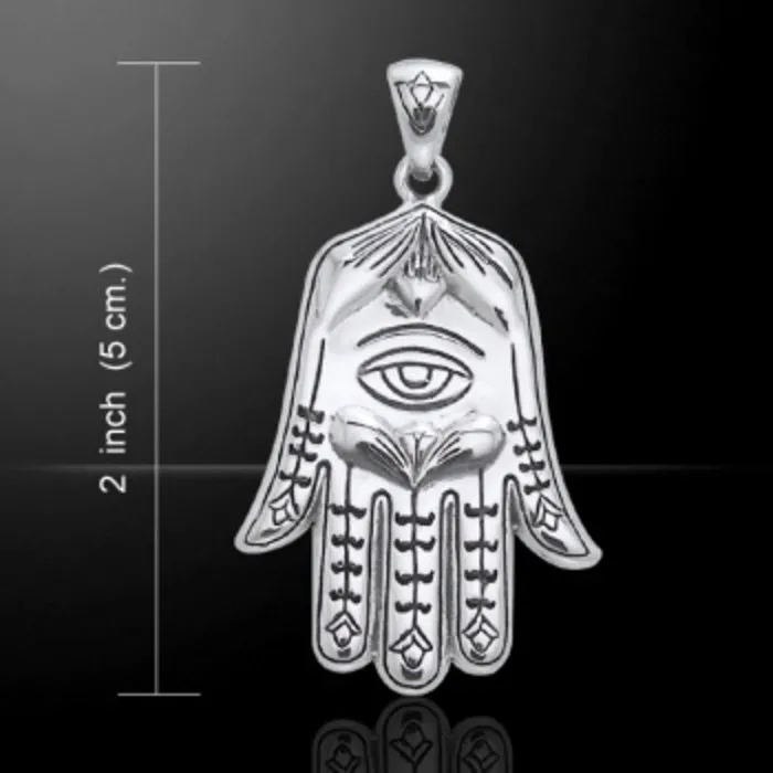 Hand van Fatima hangertje met oog  zilver