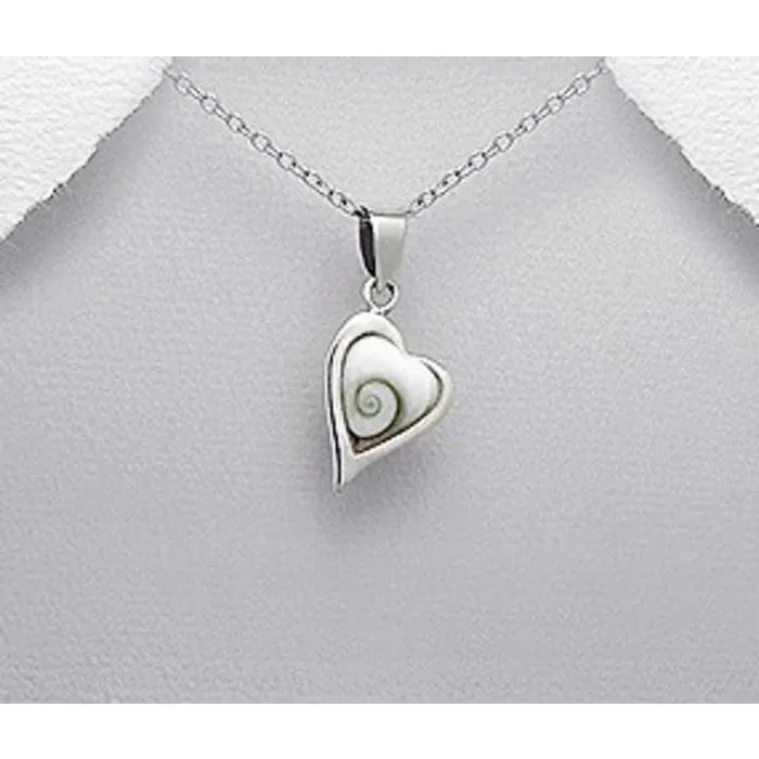 Hartje zilver met Shiva schelp