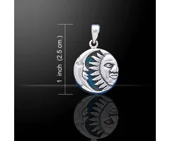 Zon en maan ingelegd met edelsteen