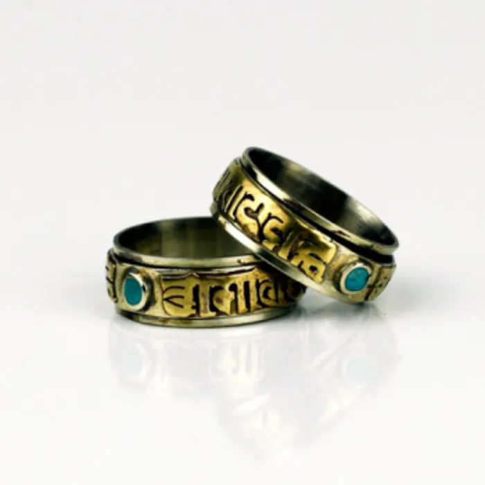 Spinning Ring Om Mani Pad Me Hum - maat 6