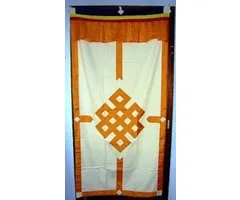 Tibetaans deurkleed /geel-oranje ecru