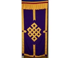 Tibetaans deurkleed paars/geel