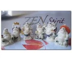 Boeddha setje van 6 wit gekleurde boeddha's