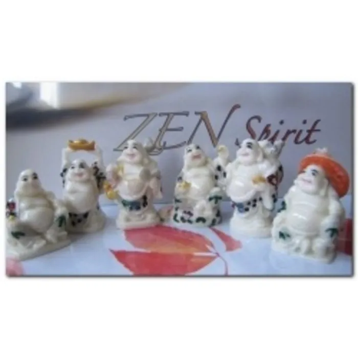 Boeddha setje van 6 wit gekleurde boeddha's