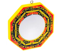 Bagua spiegel hout (bolle spiegel)