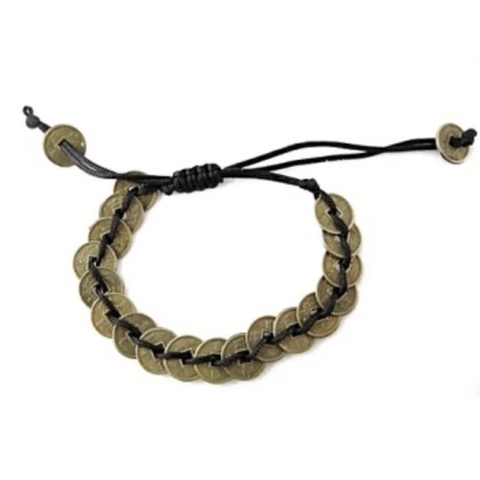 Verstelbare armband met geluksmuntjes