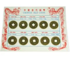 Setje van 10 geluksmuntjes op kaart