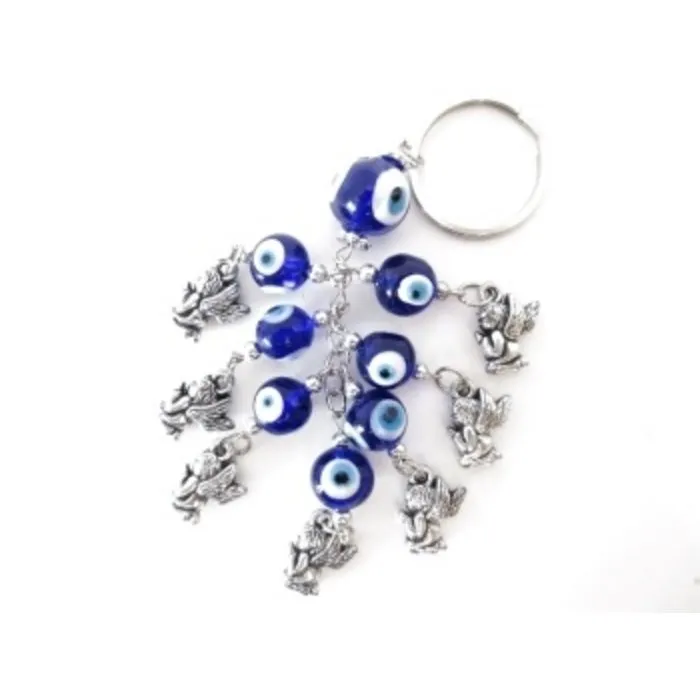 Blauwe boze oog sleutelhanger engel