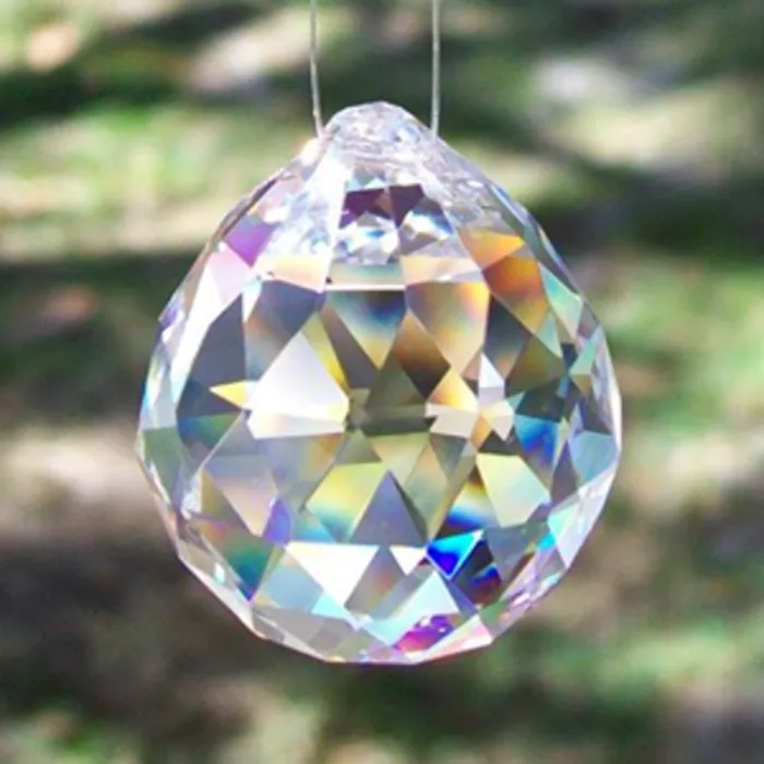 Regenboogkristal Bol transparant 2 cm - met nylondraad