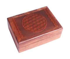 Tarotdoos flower of life gegraveerd