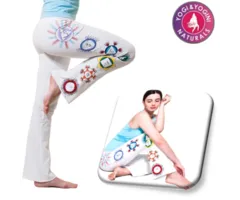 Yoga handgeschilderde chakra broek katoen wit