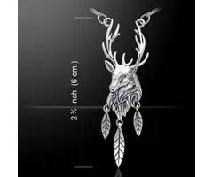 Hert zilver met veertjes hanger