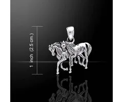 Twee paarden sterling zilveren hanger