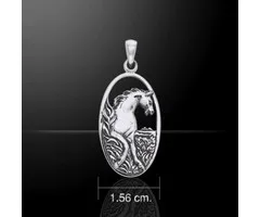 Paard hanger zilver ovaal