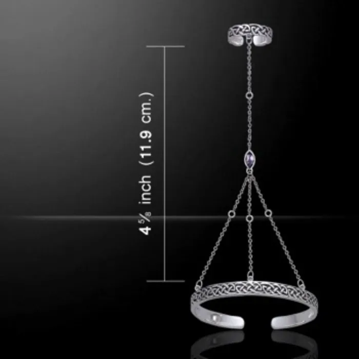 Keltische stijl slavenarmband met ring zilver