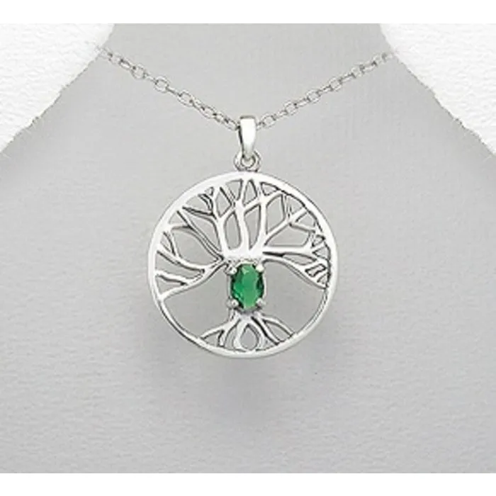 Levensboom met groen zirkonia steentje