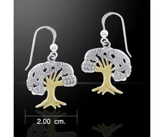 Oorbellen levensboom zilver met goudlaag