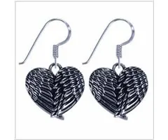 Zilveren oorbel dubbele vleugel