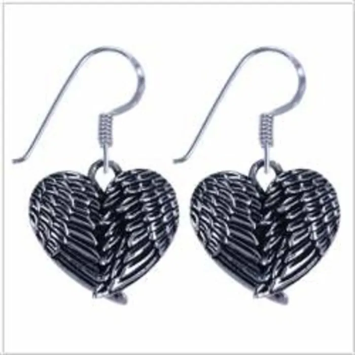 Zilveren oorbel dubbele vleugel