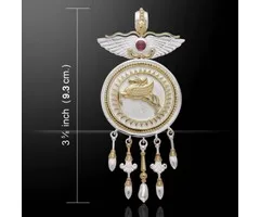 Pegasus hanger zilver met goud accenten