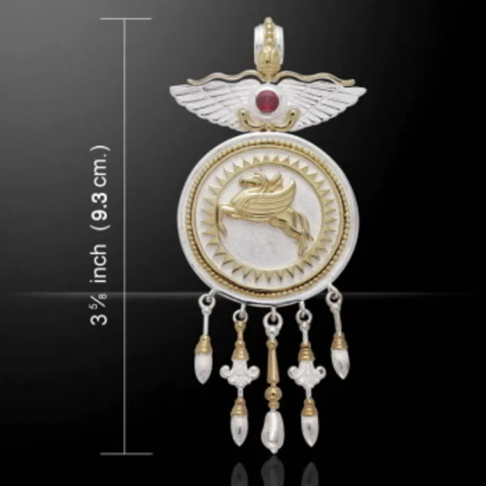 Pegasus hanger zilver met goud accenten