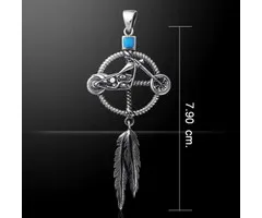 Hanger motor dreamcatcher met veertjes en Turkoois