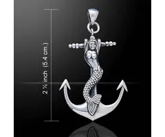 Anker met zeemeermin zilver