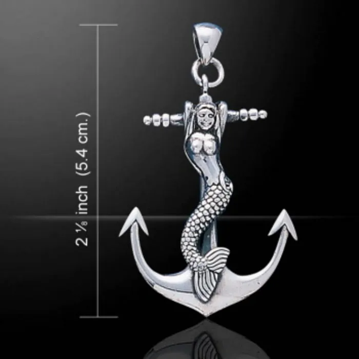 Anker met zeemeermin zilver