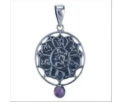 Zilver hanger lotus met Amethyst