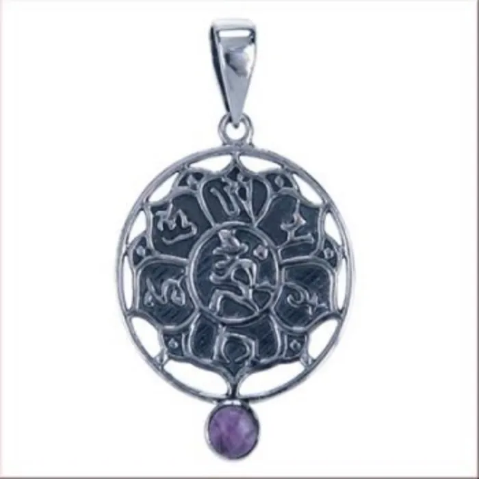 Zilver hanger lotus met Amethyst