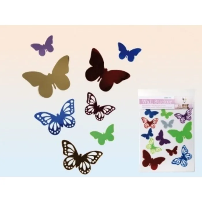 Vlinder Wall Stickers Set 12 Metallic Kleuren