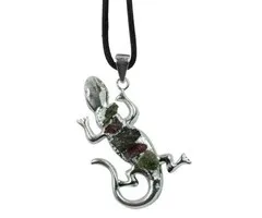 Hanger gecko met tourmalijn steentjes