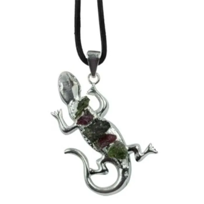 Hanger gecko met tourmalijn steentjes