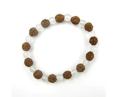 Mala armband rudraksha met bergkristal