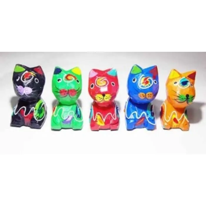 Handgemaakte Houten Kat Fair Trade 6 cm