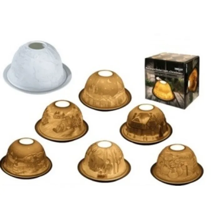 Theelichthouder met kerst tafereel