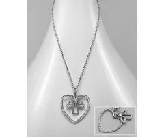 Collier zilver hart met engel