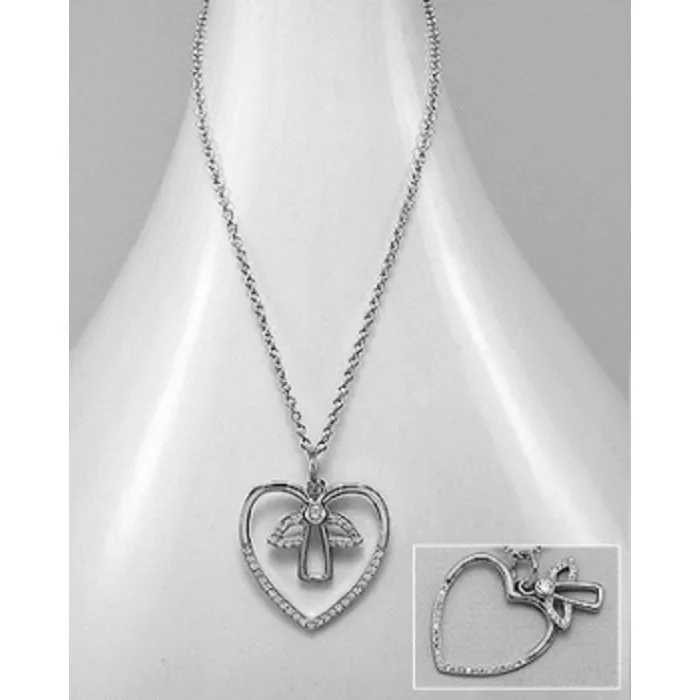 Collier zilver hart met engel