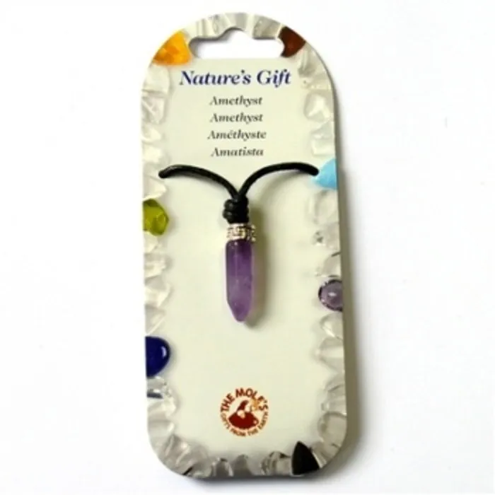Stoere punt Amethyst met veterkoord