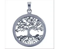 Levensboom met wortels hanger zilver