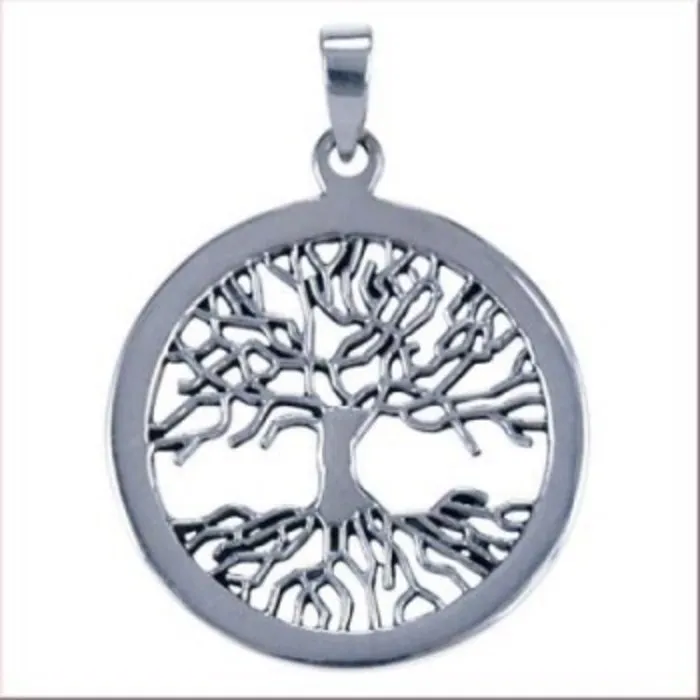 Levensboom met wortels hanger zilver