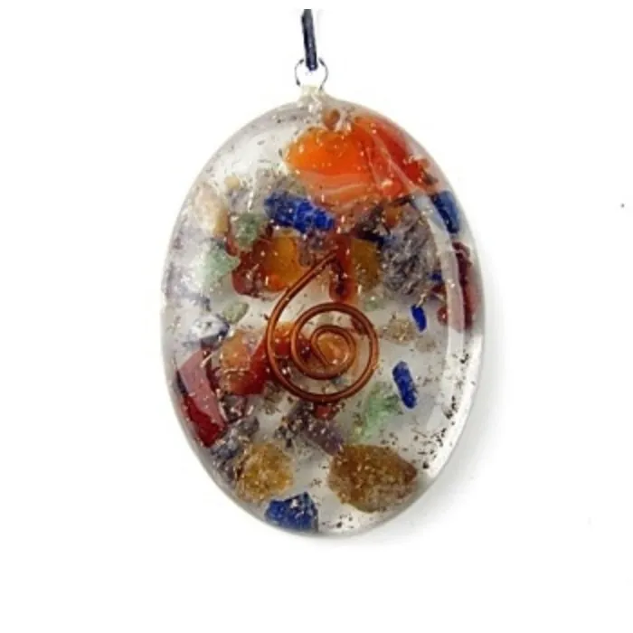 Orgone ovaal hanger met veterketting
