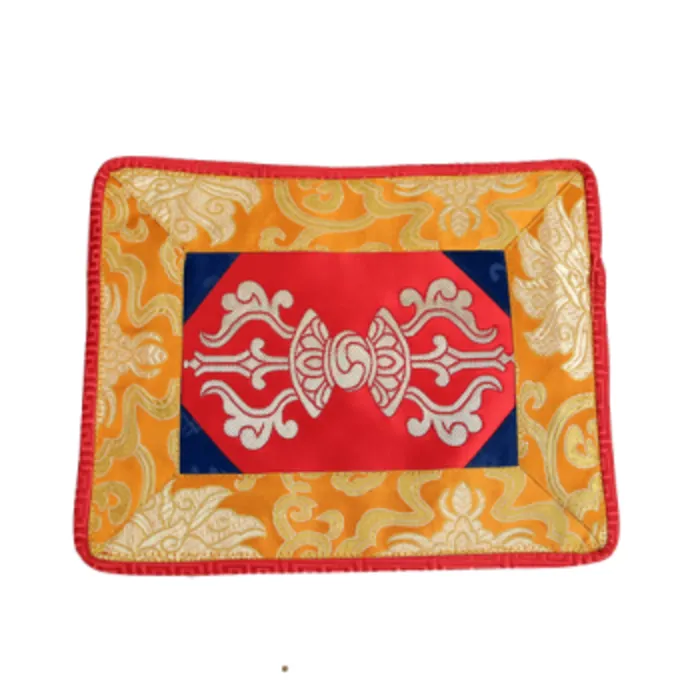 Klankschaal-altaarkleed dorje brokaat rood