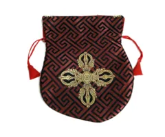 Brokaattasje bruin dubbele dorje gevoerd