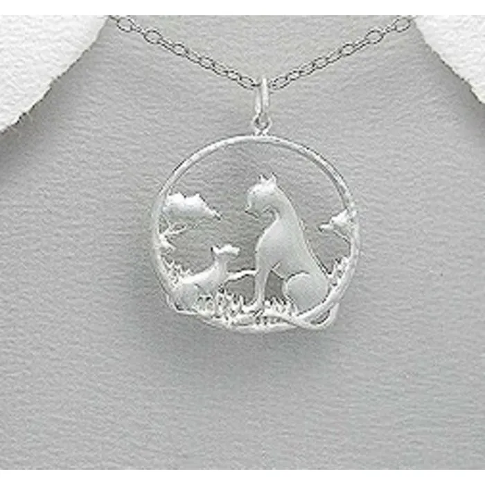 Hanger zilver tijger met jong